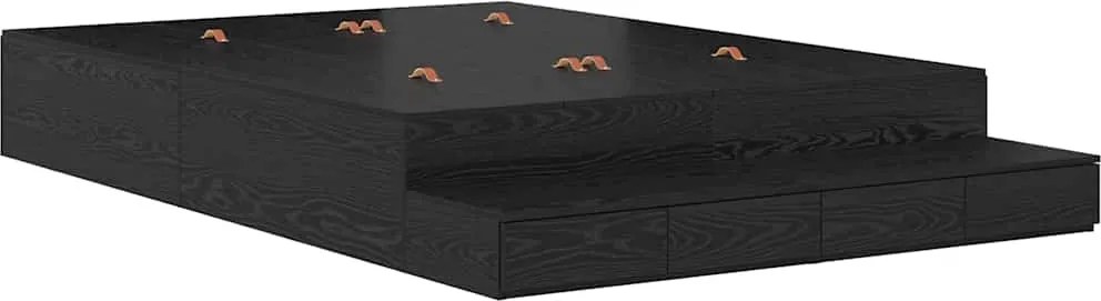 vidaXL Cadru de pat cu depozitare Stejar Negru 150 cm Lemn compozit