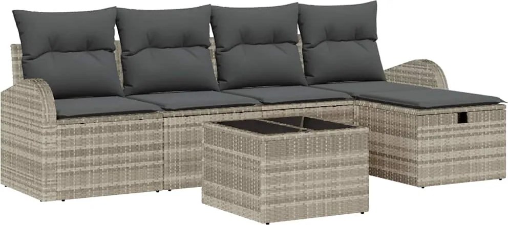 vidaXL Set de canapele pentru grădină 6 pcs Gri deschis Rattan poli