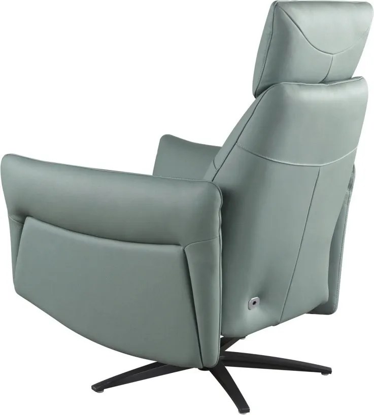 Fotoliu pivotant, functie relax, tapitat cu piele verde turcoaz George