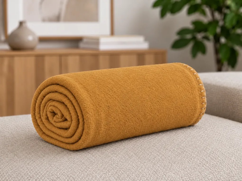 Patura fleece FLEORA, maro-portocaliu Dimensiune: 150 x 200 cm