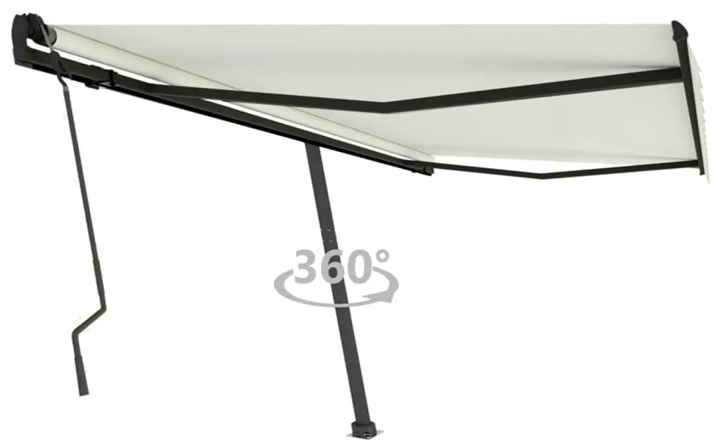 vidaXL Copertină autonomă retractabilă manual, crem, 450x300 cm