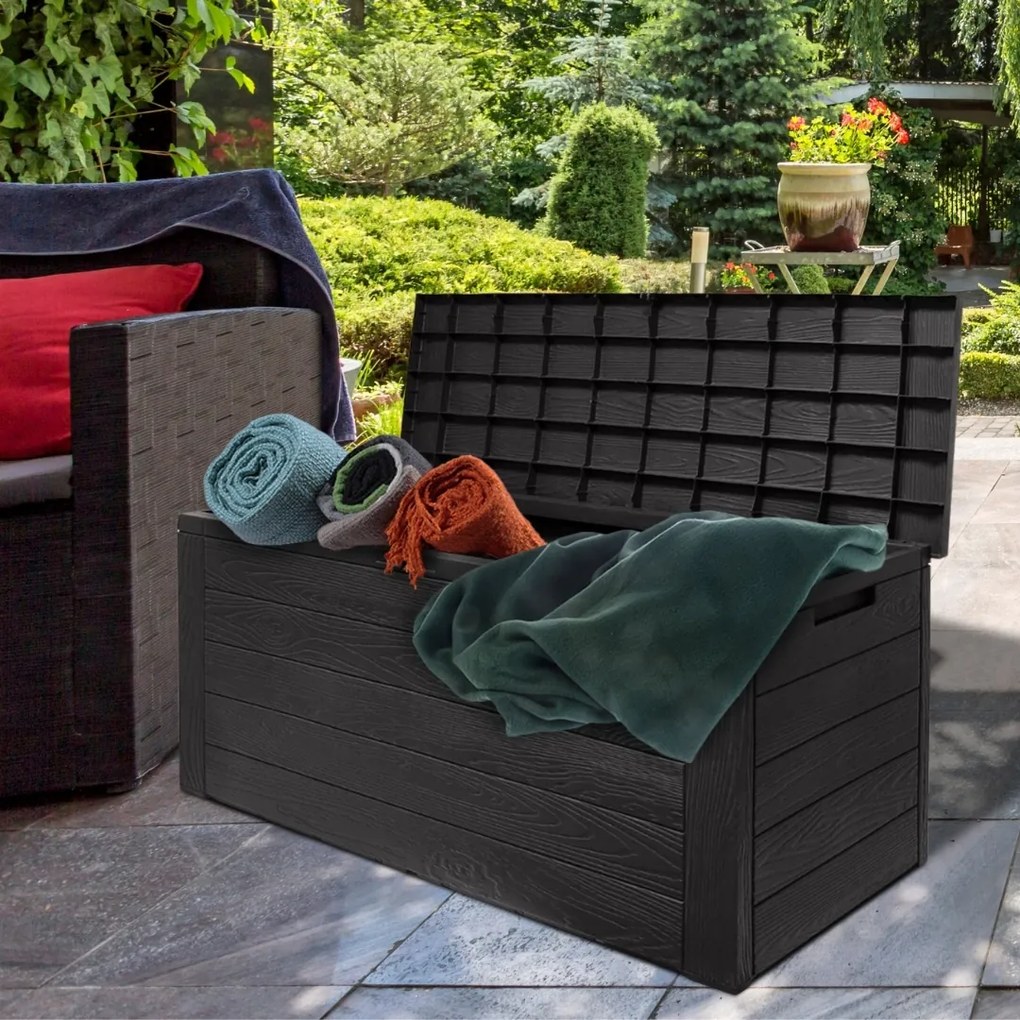 Cutie de depozitare WOODEBOX, 280L, 120x46x57cm, antracit Prosperplast