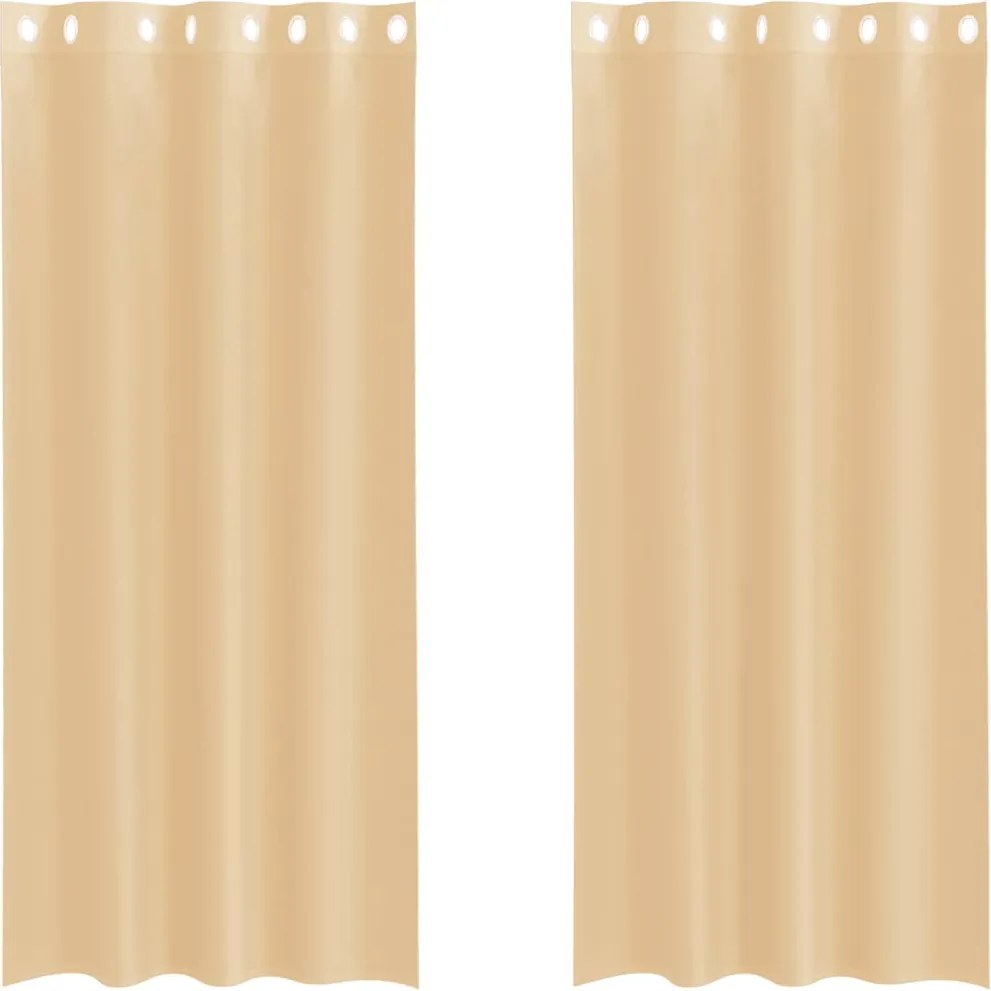 vidaXL Perdele Voile cu Oelii 2 buc Nisip