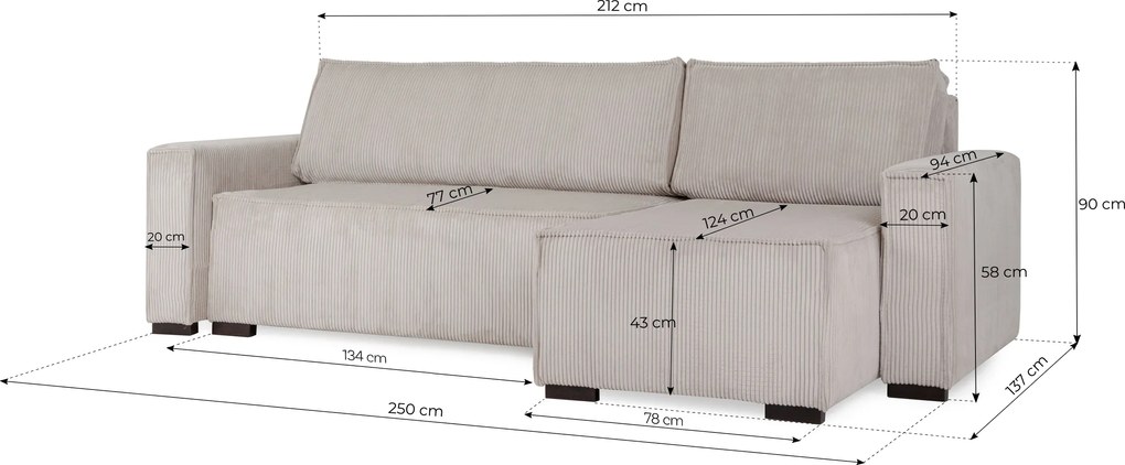 Canapea extensibila cu colt bilateral Culoare Albastru Deschis, SMART