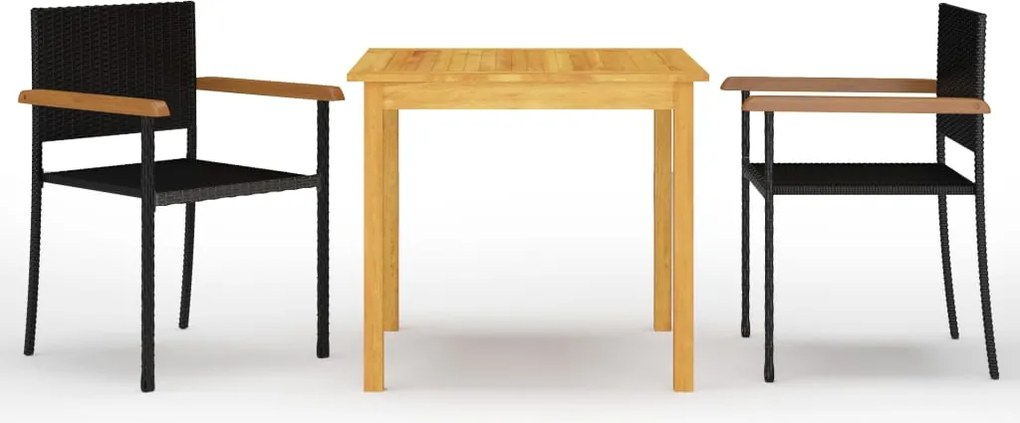 vidaXL Set mobilier de grădină, 3 piese, negru