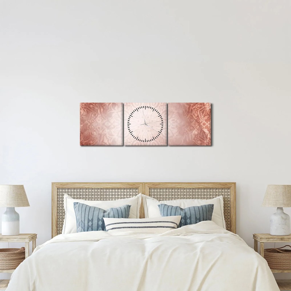 Tablou - Mandala roz (cu ceas) (90x30 cm)