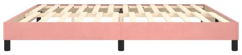 Cadru de pat box spring, roz, 200x200 cm, catifea Roz, 25 cm, 200 x 200 cm