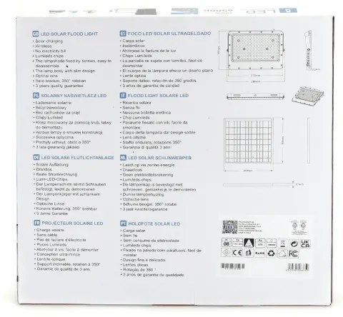Aigostar - Proiector solar LED reglabil 200W/3,2V IP65 cu telecomandă