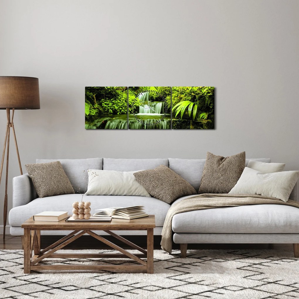 Tablou - Cascade indoneziene (cu ceas) (90x30 cm)