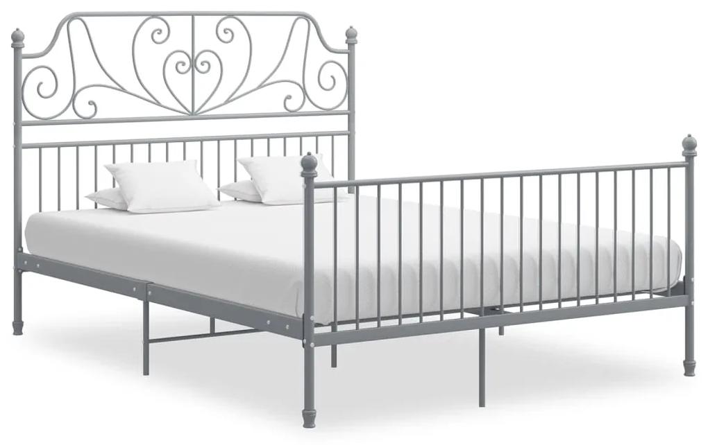 324855 vidaXL Cadru de pat, gri, 160x200 cm, metal și placaj