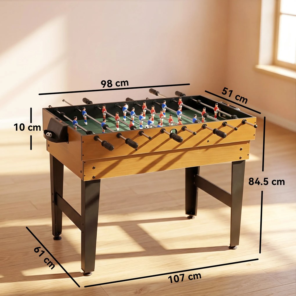 HOMCOM Masă de Joc 4 în 1 cu Fotbal de Masă, Biliard, Ping-Pong și Air Hockey, Vârstă 6+ Ani, 107x61x84,5 cm, Multicolor | Aosom Romania