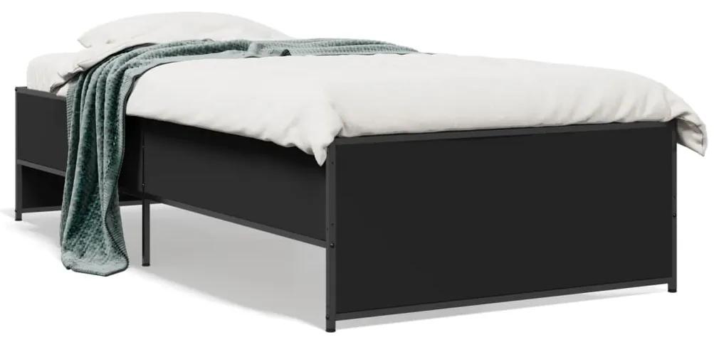 845241 vidaXL Cadru de pat, negru, 90x200 cm, lemn prelucrat și metal