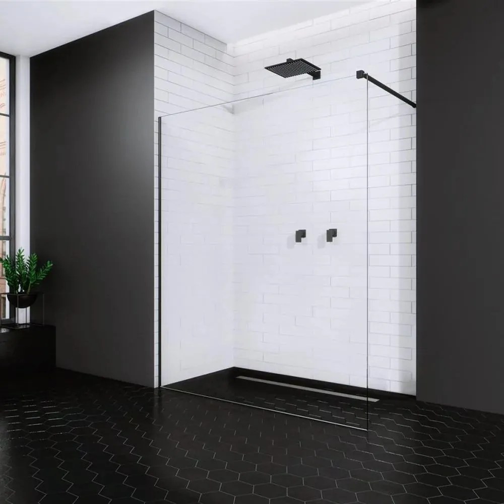Paravan de dus tip Walk-in Radaway Modo New II negru-transparent 105 cm sticla securizata 8 mm