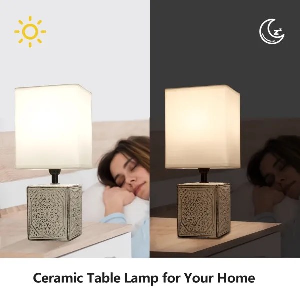 Lampă de masă 1xE14/40W/230V gri/albă Aigostar