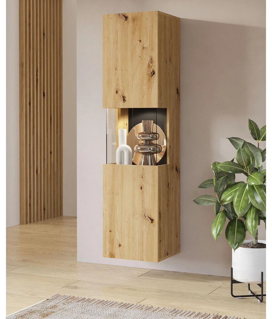 Vitrină Avernic Typ 05 (negru + Stejar artisan). 1042054
