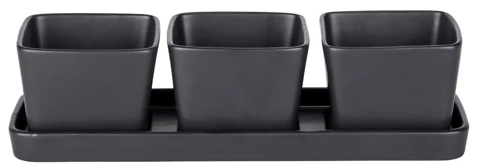 Boluri de servire negru-mat 3 buc. din ceramică Snack &amp; Dip – Wenko