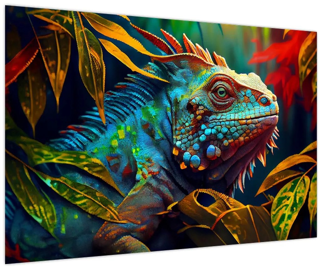 Tablou - Iguana colorată (90x60 cm)