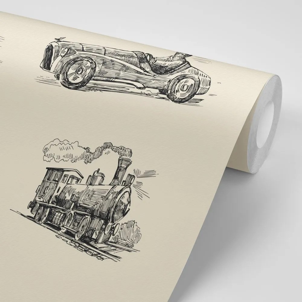 Tapet mijloace de transport în design retro