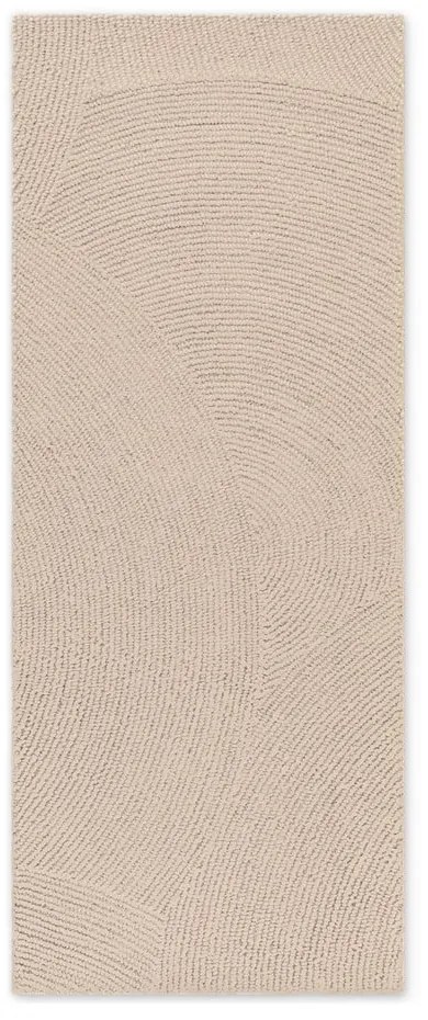 Covor tip traversă bej țesut manual din lână 80x300 cm Calmio – Hanse Home