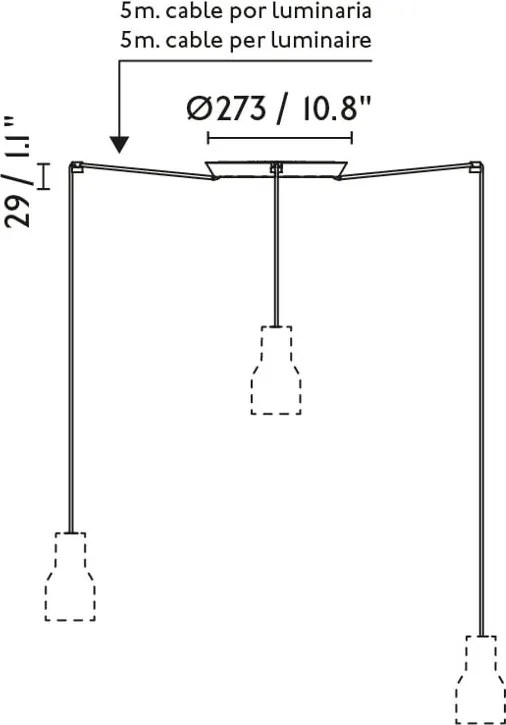 Lustra cu 3 pendule metal TATAWIN M alb