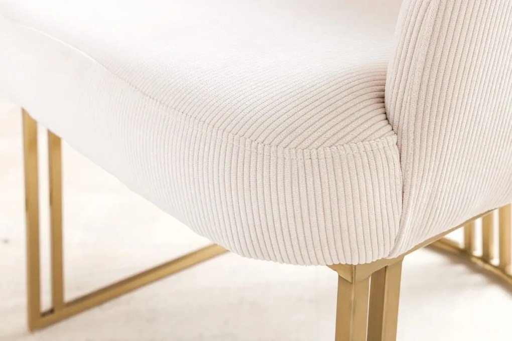 Set de 2 scaune, Catifea Raiata, Bej, EXTRAVAGANCIA, A-46201 VC