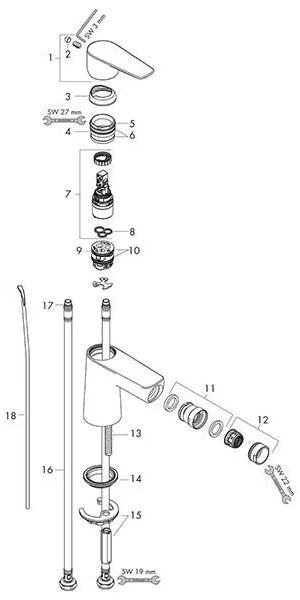 Baterie bideu cu ventil, Hansgrohe, Talis E, auriu lucios