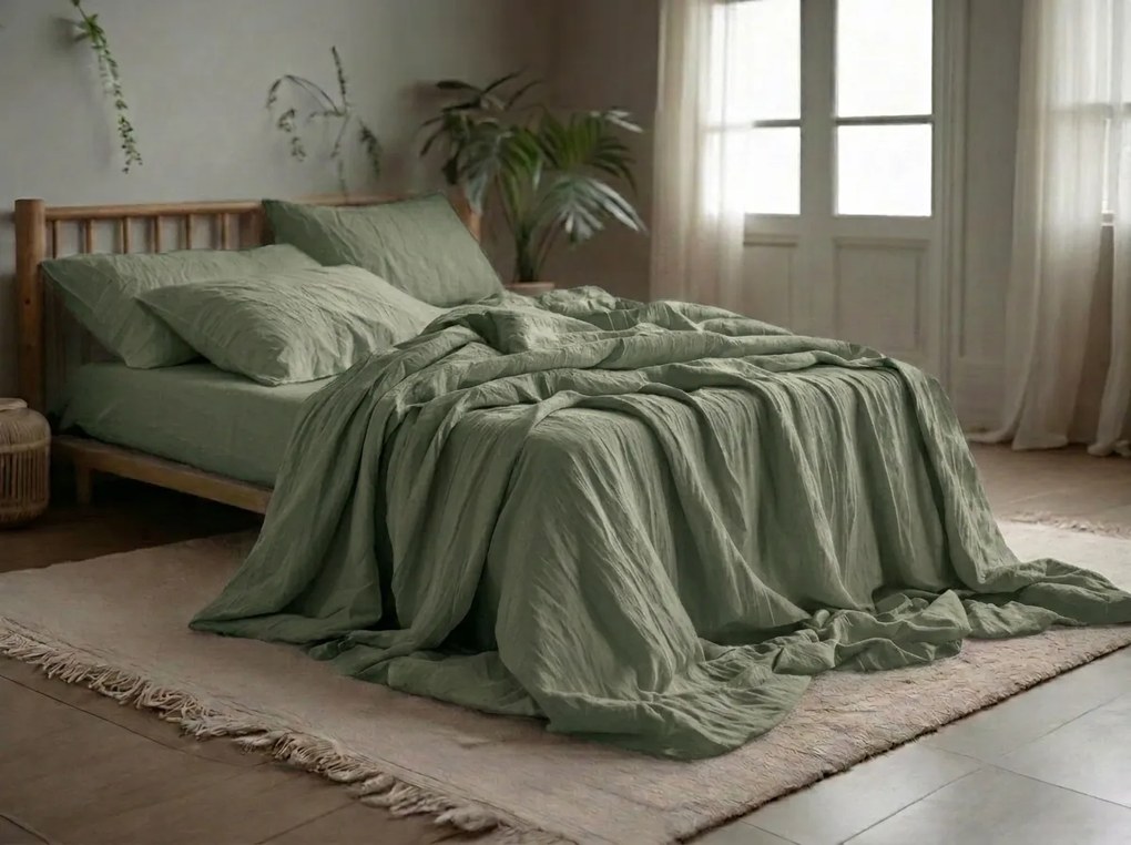 Lenjerie de pat musselin MUSSARI verde oliv Dimensiune lenjerie de pat: 70 x 90 cm | 140 x 200 cm
