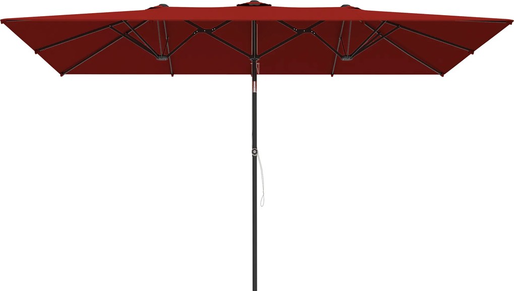 Outsunny Umbrelă mare de soare, reglabilă pe înălțime, înclinabilă, 150x295x170-214 cm, Vișiniu | Aosom Romania