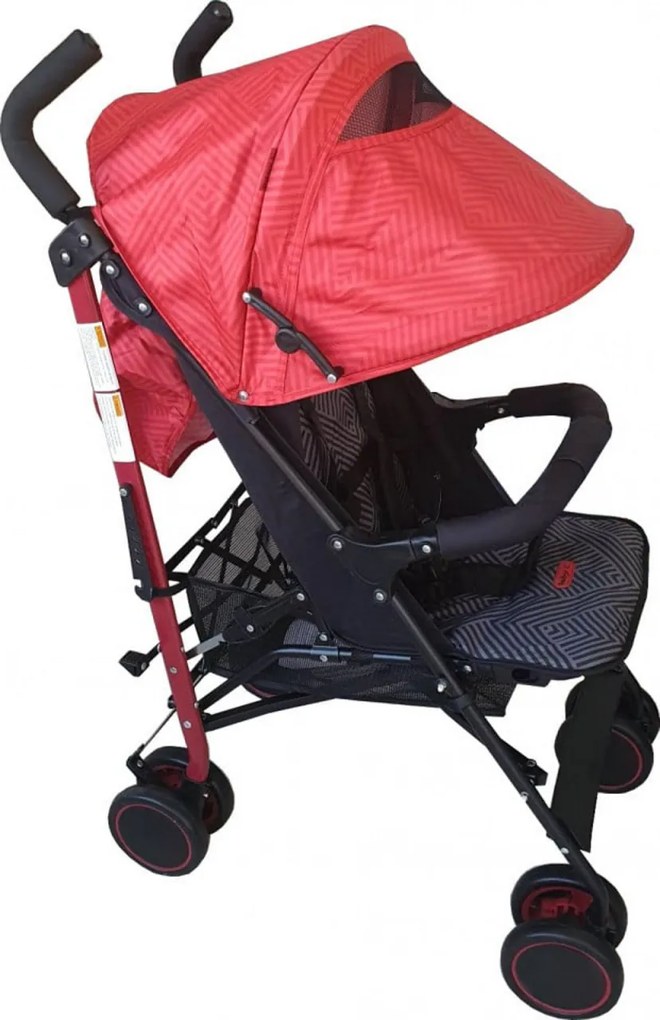 Carucior sport tip umbrela Baby Care™ PRO 803B , Spatar reglabil in 7 trepte, Pozitie somn, Amortizoare, Frana picior,Pliabil , Rosu cu Imprimeu