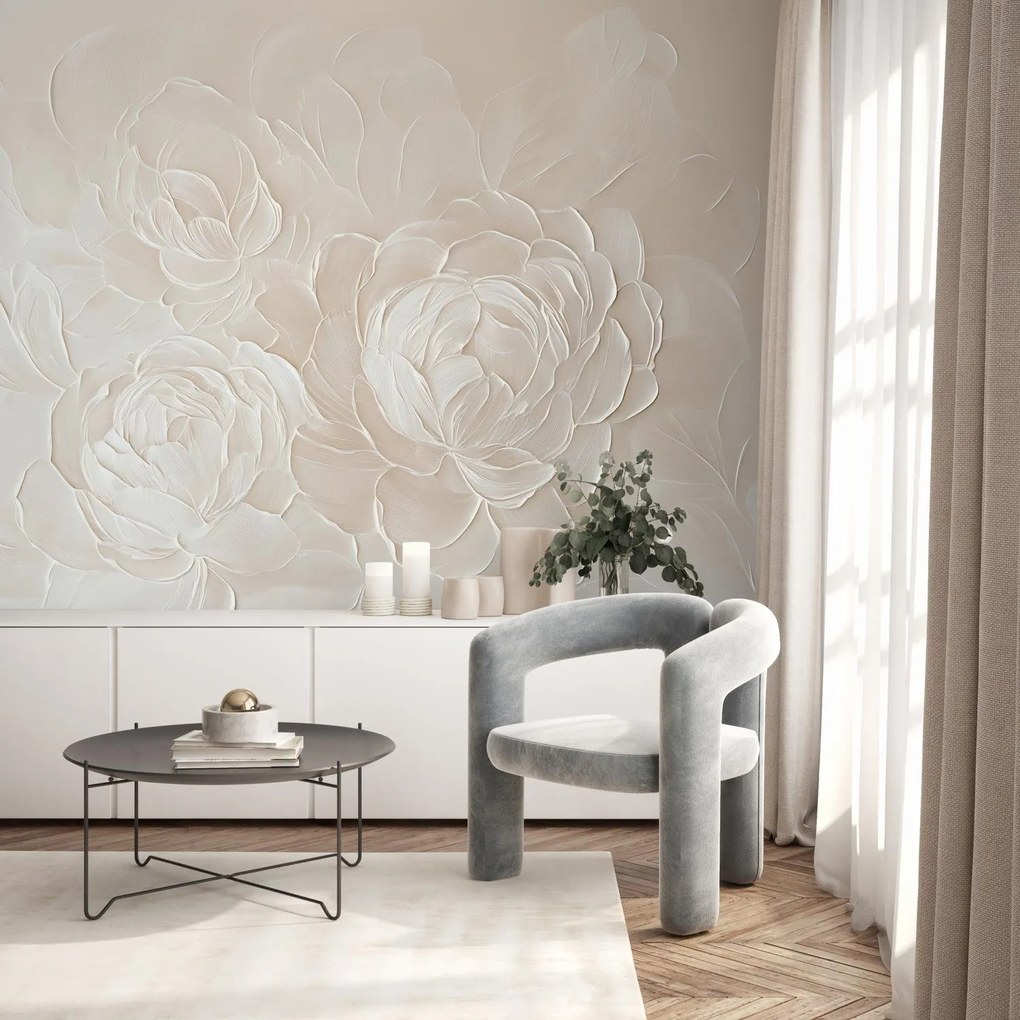 Fototapet - Flori Elegante Bej (147x102 cm)