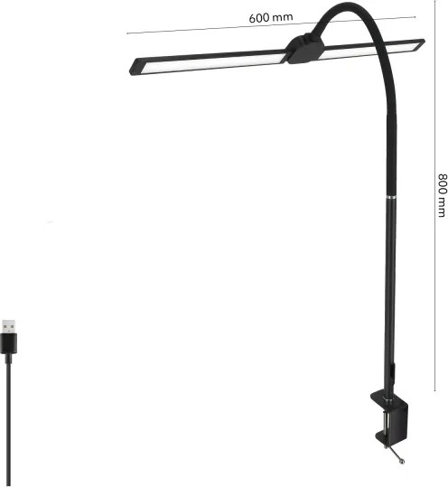 Brilagi - Lampă de birou LED reglabilă USB VARIO LED/14W/5V 3000-6000K neagră
