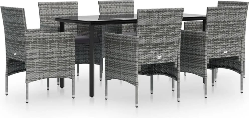 vidaXL Set de servit masa pentru grădină, 7 piese, gri și negru