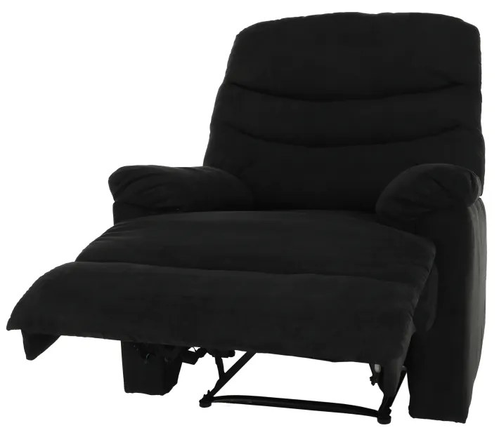 Fotoliu reglabil masaj, material textil catifea negru, LAMBERT