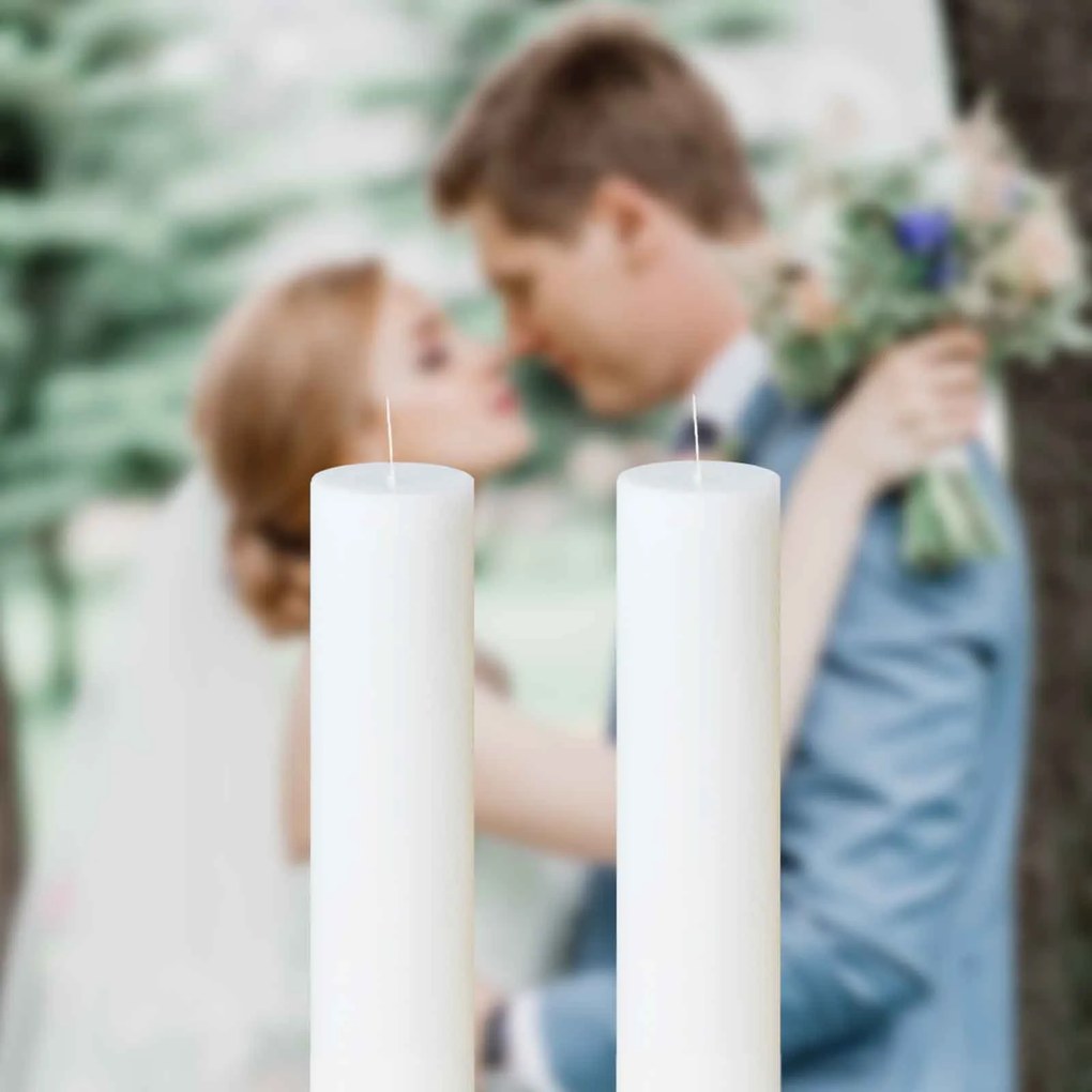 Set 2 Lumanari Nunta Albe 5,5 cm, 40 cm