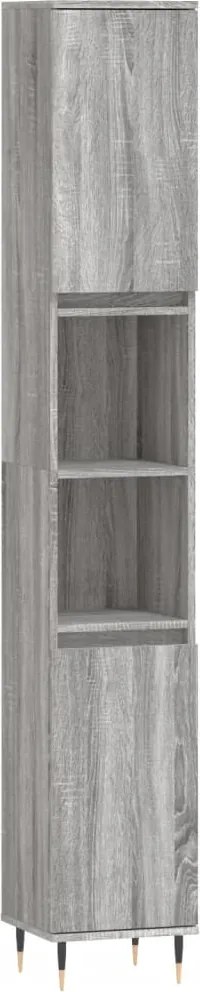 vidaXL Dulap de baie, gri sonoma, 30x30x190 cm, lemn prelucrat