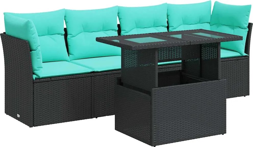 vidaXL Set mobilier de grădină cu perne, 5 piese,poliratan/lemn acacia