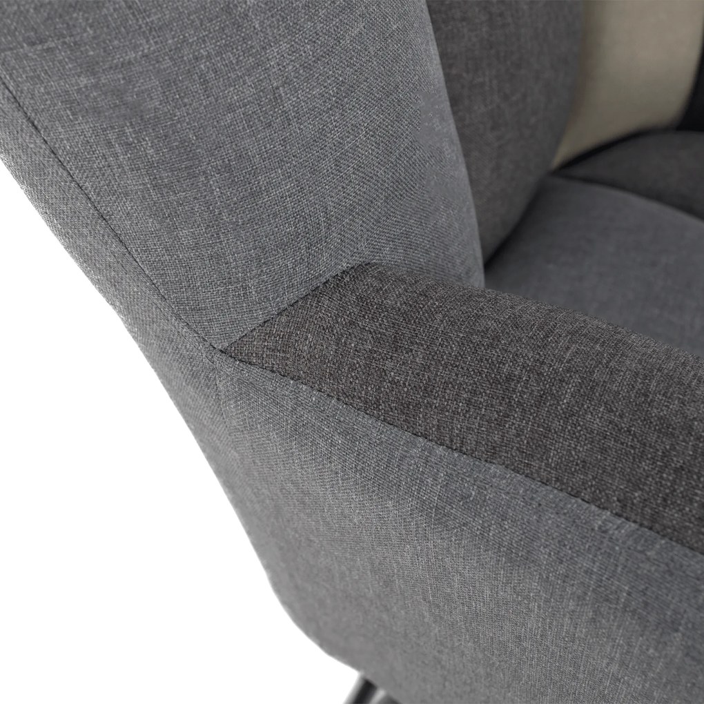 Scaun balansoar design, patchwork/gri/bej, KEMARO