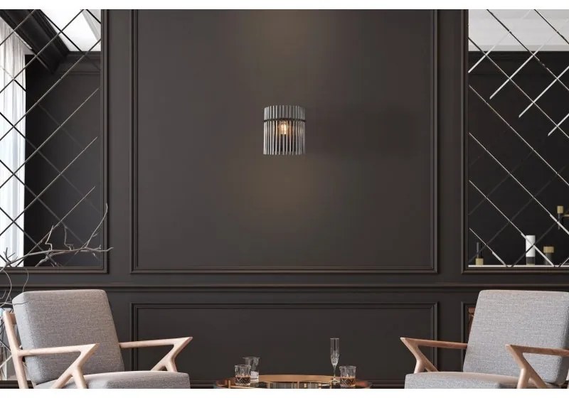 Aplica de perete, Metal Negru, Sticla Fumurie, GORLEY 15698W GL