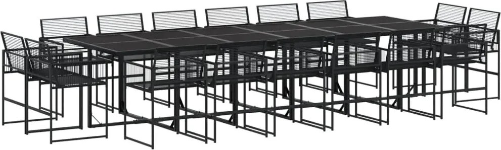 vidaXL Set mobilier de grădină, 17 piese, negru, poliratan