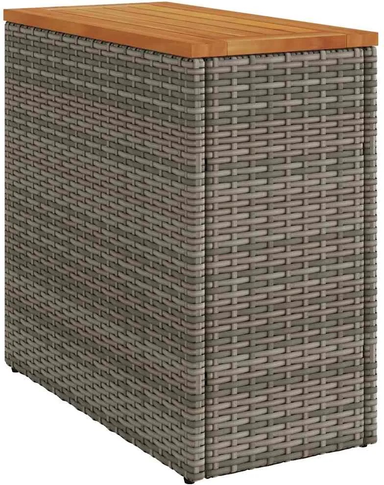 vidaXL Masă laterală de grădină blat lemn gri 58x27,5x55 cm poliratan