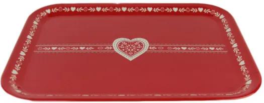 Tava Heart rosu cu alb 39x29x2 cm