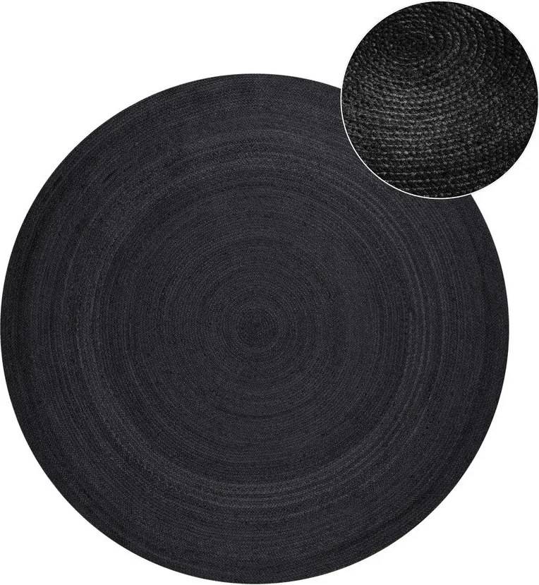 Covor negru reversibil/țesut manual rotund din iută ø 140 cm Braided – Hanse Home