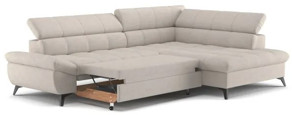 Canapea colțar extensibilă în L MARANO, dreapta, bej