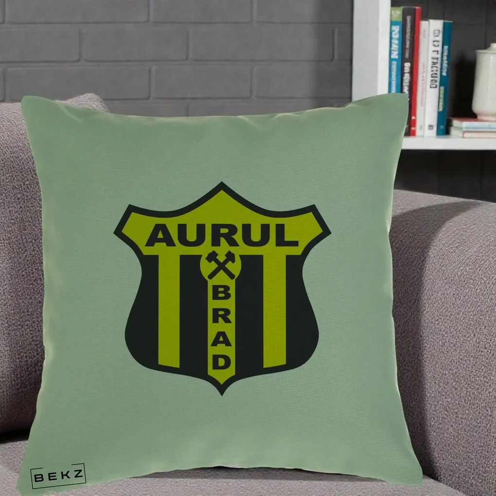 Perna Personalizata Aurul Brad Fotbal, 40x40 cm, Verde, Husa Detasabila, Perna Inclusa, BEKZ®