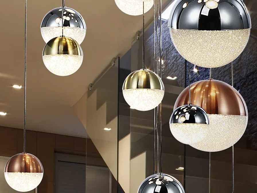 LUSTRA XXL cu 27 pendule LED, H-300cm, DIMABILA prin BLUETOOTH Sphere