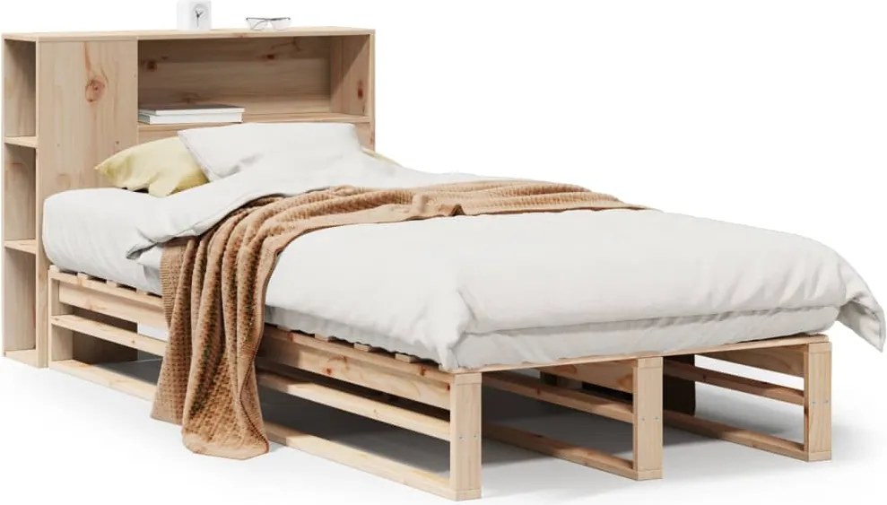 vidaXL Pat cu bibliotecă fără saltea, 100x200 cm, lemn masiv