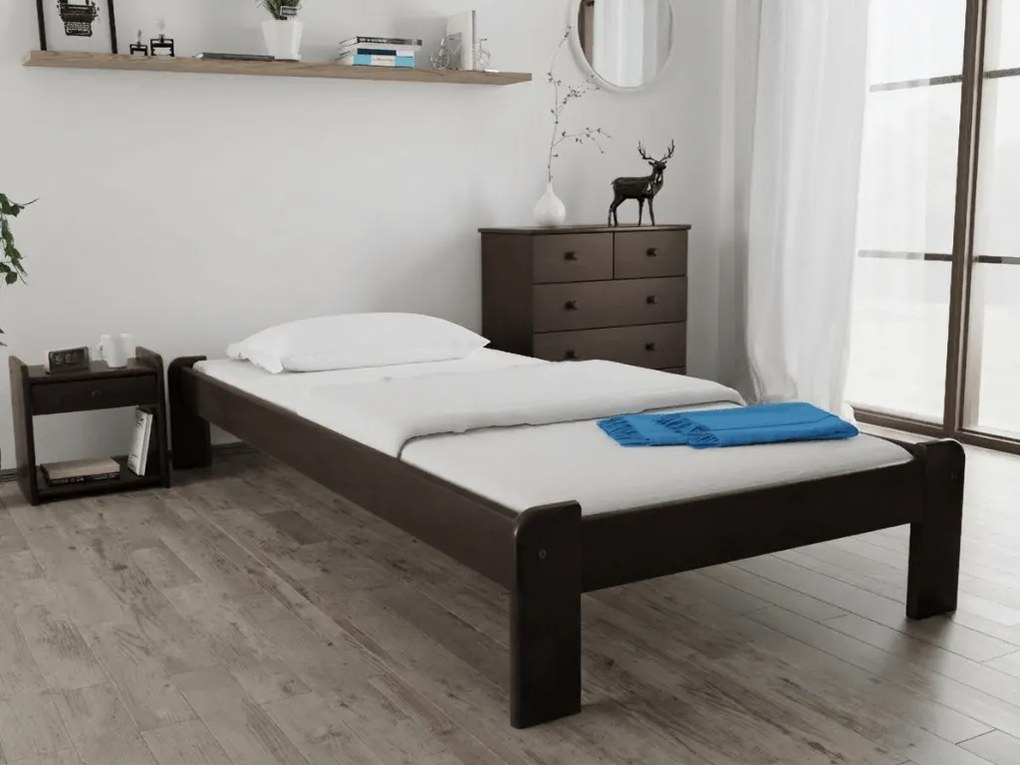 Pat de o persoana ADA 90x200 cm, nuc Saltele: Cu saltele Sommera 18 cm, Somiera pat: Fara somiera