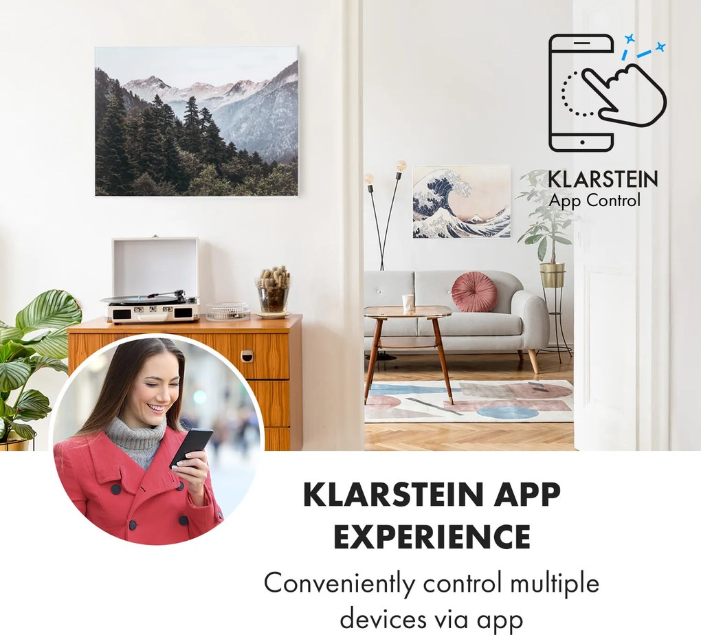 Klarstein Wonderwall Air Art Smart, încălzitor cu infraroșu, 80 x 60 cm, 500 W, aplicație, pădure