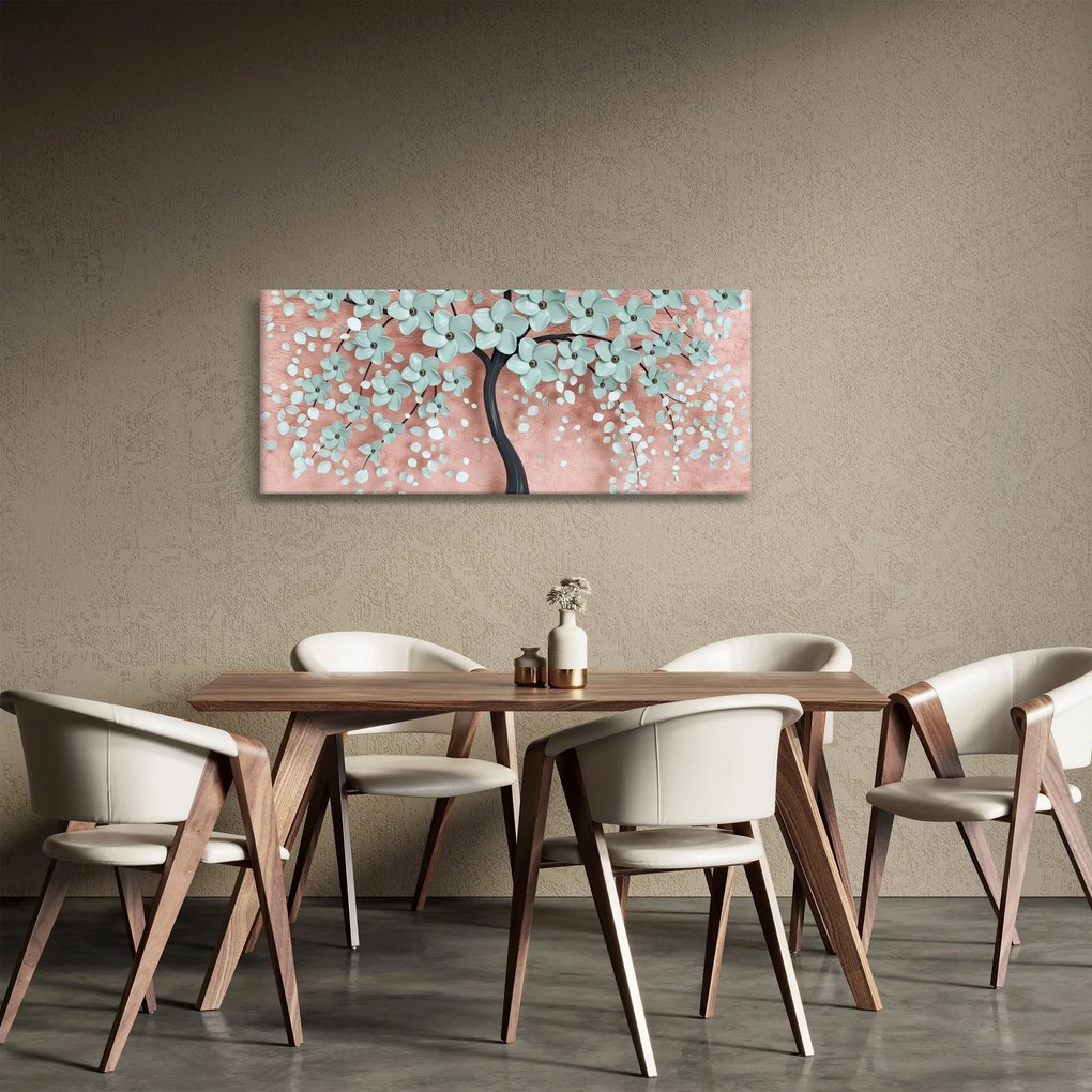 Tablou - Flori albastre în pastel (120x50 cm)