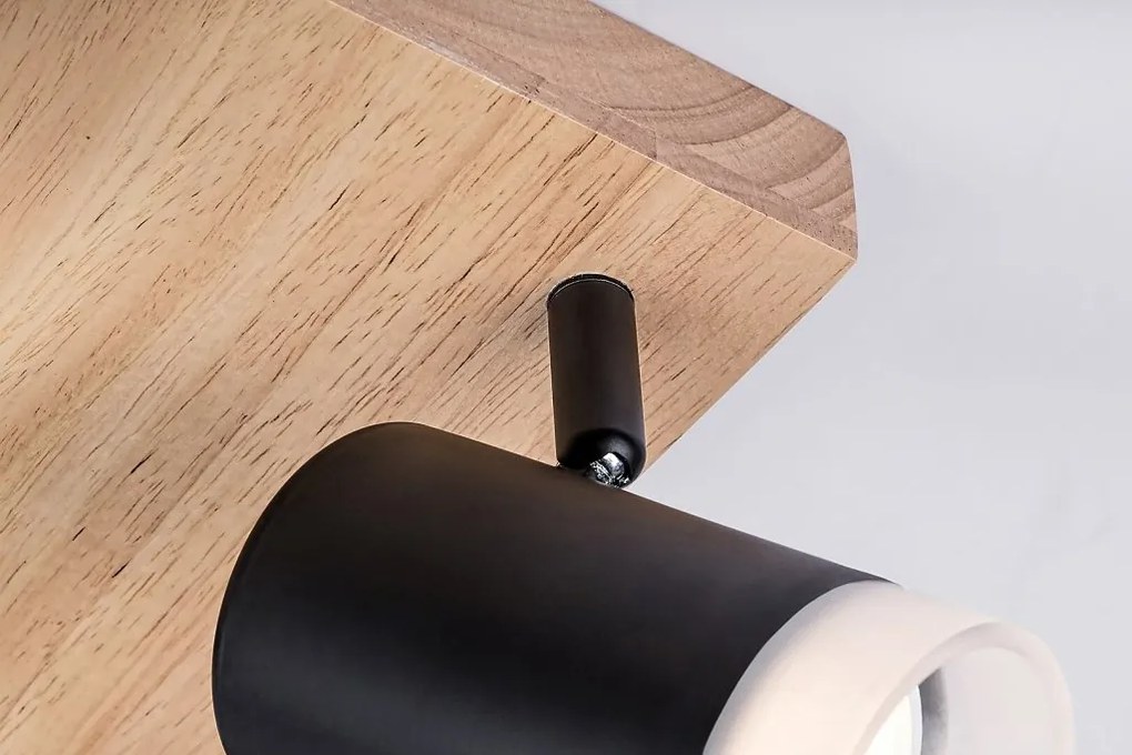 Plafoniera lemn stil nordic cu 4 spoturi Toras